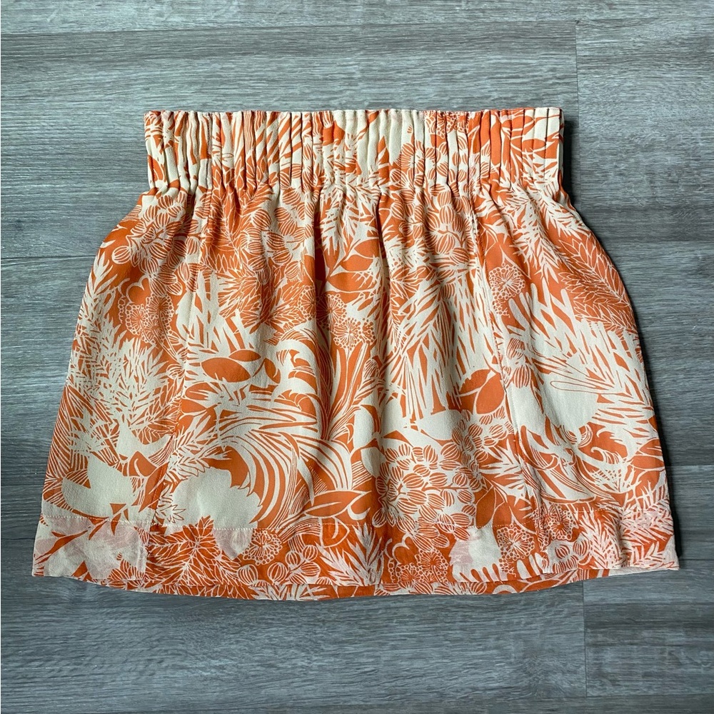 Club Monaco Orange Palm Print Silk Mini Skirt 2
